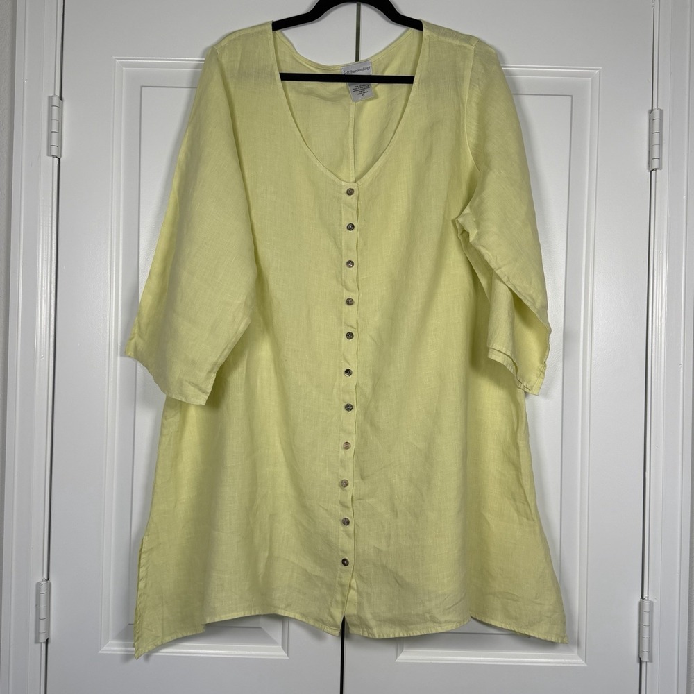 Soft Surroundings Women's Linen Lagenlook Button Up Tunic Top Size 2X Coastal - Picture 1 of 8